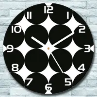 Coloray Wanduhr aus Glas Rund fi 30 Schwarze Riesen Punkte Quarz Deko Schlafzimmer Büro