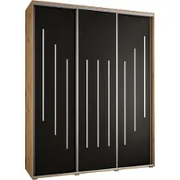 MEBLE KRYSPOL Cannes 8 Schrank mit 3 Schiebetüren - 205,2x200x45 cm - Artisan Schwarz Silber