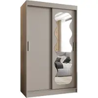 MEBLE KRYSPOL SPOTI 120 Kleiderschrank mit zwei Schiebetüren für Schlafzimmer – moderner Aufbewahrungsschrank mit Kleiderstange und Regalen – 120x200x62cm - Kaschmir