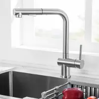 CECIPA Spültischarmatur mit 3 Strahlarten & Schaber, Wasserhahn Küche, 304 Edelstahl Küchenarmatur, Ausziehbar 40cm, 360° Drehbar, Gebürstet