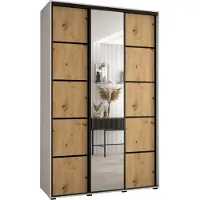 MEBLE KRYSPOL Cannes 5 Schrank mit 3 Schiebetüren - 205,2x150x45 cm - Weiß Artisan Schwarz