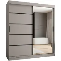 MEBLE KRYSPOL Kryspol - - Kleiderschrank mit Spiegel, 180x200x62cm, 2 Tür, RUBINO V2 180 Kaschmir