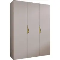 MEBLE KRYSPOL Schrank 150x202x52 cm mit Kleiderstange, 3xTür, SANDI, Kaschmir, Griff Gold
