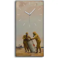 Coloray Wanduhr Uhr Wandbild Leinwand Geräuschlos 30x60 Vettriano Strand Rettung - weiße Hände