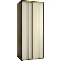 MEBLE KRYSPOL Cannes 6 Schrank mit 2 Schiebetüren - 205,2x110x60 cm - Schwarz Weiß Gold