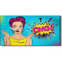 Coloray Leinwand Wanduhr Wandkunst Uhr 60x30 Abstrakte Malerei OMG Comics Kunst - weiße Hände
