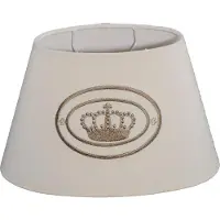 Dirk Davids Leuchten GmbH Lampenschirm für Tischleuchte in Oval Leinen Beige gestickte Krone in Braun Wandleuchte Nachttischlampe