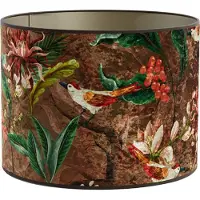 Dirk Davids Leuchten GmbH Lampenschirm Zylinder in Velours mit Vogel Motiven in Braun für Tischleuchte Tischlampe 30-30-21