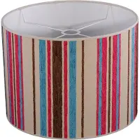 Dirk Davids Leuchten GmbH Lampenschirm für Tischleuchte in Zylinder Rivera Leinen Beige Streifen Bunt TL 40-40-25