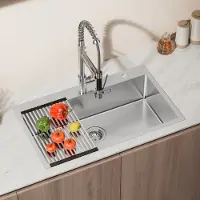 CECIPA MAX Edelstahl Küchenspüle 75 x 45 cm, große Einbauspüle, Küchenspülbecken für ab 80 cm Unterschrank, Edelstahlspüle, inkl. Ablaufgarnitur, Abtropfgestell geschirr - gebürstet