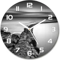 Tulup Wanduhr aus Glas 30fi Glasbild Glasuhr Gehärtetes Glas - weisse-zeiger - Stony beach