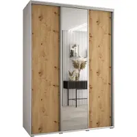 MEBLE KRYSPOL Davos 3 Schrank, drei Türen - 235,2x170x60 cm - Weiß Artisan Silber