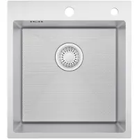 CECIPA MAX Küchenspüle 44*49CM | Spülbecken mit Hahnloch | Einzelbeckenspüle mit Wasserablaufsystem | Küchenspüle Edelstahl |silber