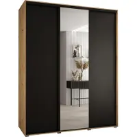 MEBLE KRYSPOL Davos 3 Schrank, drei Türen - 235,2x200x60 cm - Artisan Schwarz Schwarz