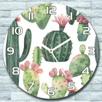 Coloray Wanduhr aus Glas Rund fi 30 Kakteen exotisch Quarz Deko Schlafzimmer Büro