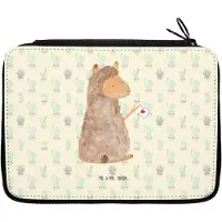 Mr. & Mrs. Panda Federmappe Alpaka Fahne - Kaktus Grün - Geschenk, Federmäppchen, Schlampermäppchen, Bleistiftetui, Liebe, Lamas, Lama, Alpakas, Federtasche, Mäppchen