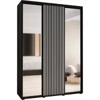MEBLE KRYSPOL Sapporo 2 Schrank mit 3 Schiebetüren - 205,2x170x45 cm - Schwarz Weiß Schwarz