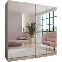 MEBLE KRYSPOL Schrank 200x202x52 cm mit Kleiderstange & Spiegel, 4xTür, SANDI, Kaschmir, Griff Kaschmir