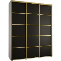 MEBLE KRYSPOL Cannes 4 Schrank mit 3 Schiebetüren - 205,2x190x45 cm - Weiß Schwarz Gold