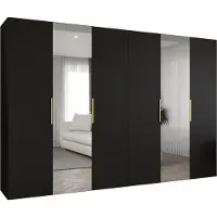 MEBLE KRYSPOL , Kleiderschrank, Schrank 300 cmx202x52, Schwarz, Gold
