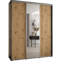 MEBLE KRYSPOL Davos 3 Schrank, drei Türen - 235,2x190x45 cm - Schwarz Artisan Silber