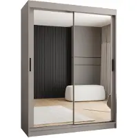 MEBLE KRYSPOL Kryspol - - Kleiderschrank mit Spiegel, 150x200x62cm, 2 Tür, RUBINO T3 150 Kaschmir