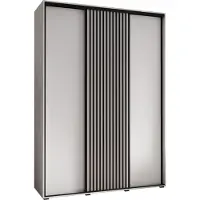 MEBLE KRYSPOL Sapporo 1 Schrank mit 3 Schiebetüren - 205,2x180x45 cm - Weiß Weiß Schwarz