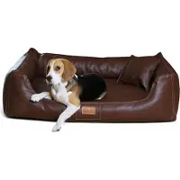 Tierlando Orthopädisches Hundebett Maddox Kunstleder Hundesofa Mittelgroß Große Hunde Hundesofa XL XXL - Größe: 150x100cm | Farbe: 01 Braun