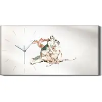 Coloray Wohnzimmer-Bild Leinwand Uhr 60x30 Zeichnung Antike Artemis Bogen Kunst - weiße Hände