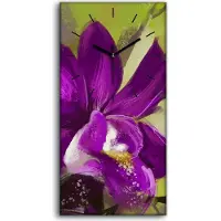 Coloray Leinwand Uhr Küche Wohnzimmer Bild 30x60 Kunst groß Orchideenblüten Malerei - schwarze Hände
