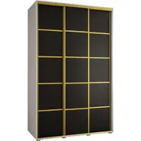MEBLE KRYSPOL Davos 4 Schrank, drei Türen - 235,2x160x60 cm - Weiß Schwarz Gold