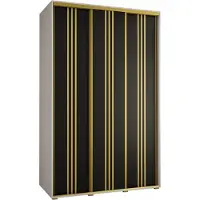 MEBLE KRYSPOL Davos 6 Schrank, drei Türen - 235,2x150x60 cm - Weiß Schwarz Gold