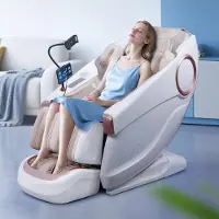 Muxing Massagesessel,Massagestuhl Zero Gravity für Ganzkörper, mit Heizung, SL Track,Thai Stretch Massagestuhl, Bluetooth 3D Surround Musik,Weiß【GH-L001】