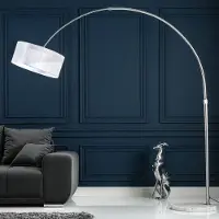 Cagü : XL Design Bogenlampe LUMA Weiß mit Marmorfuß Weiß 205-225cm Höhe verstellbar Designklassiker