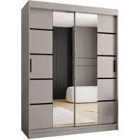 MEBLE KRYSPOL Kryspol - - Kleiderschrank mit Spiegel, 150x200x62cm, 2 Tür, RUBINO V4 150 Kaschmir