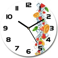 Tulup Wanduhr aus Glas 30fi Glasbild Glasuhr Gehärtetes Glas - schwarze-zeiger - Fruit with ice