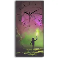 Coloray Wandbild Leinwand Bilder mit Uhr Kunstdruck 30x60 Spinnen Horror Wald - schwarze Hände