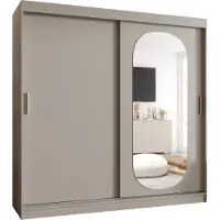 MEBLE KRYSPOL ROYAL 200 Kleiderschrank mit zwei Schiebetüren für Schlafzimmer – moderner Aufbewahrungsschrank mit Kleiderstange und Regalen – 200x200x62cm - Kaschmir