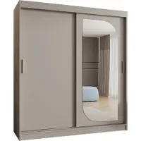 MEBLE KRYSPOL LUCY 180 Kleiderschrank mit zwei Schiebetüren für Schlafzimmer – moderner Aufbewahrungsschrank mit Kleiderstange und Regalen – 180x200x62cm - Kaschmir