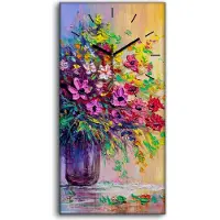 Coloray Leinwand Wanduhr Wandkunst Uhr 30x60 Foto groß einen Blumenstrauß zu malen - schwarze Hände