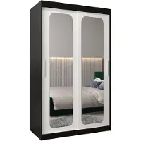 MEBLE KRYSPOL Promo 3120 Schlafzimmerschrank zwei Schiebetüren - Mattschwarz + Mattweiß