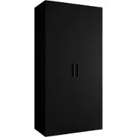 MEBLE KRYSPOL Schrank 100x202x52 cm mit Kleiderstange, 2xTür, BARI, Schwarz, Griff Schwarz