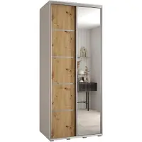 MEBLE KRYSPOL Davos 5 Schrank, zwei Türen - 235,2x100x60 cm - Weiß Artisan Silber