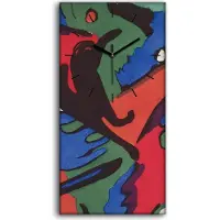 Coloray Leinwand Wanduhr Wandkunst Uhr Geräuschlos Kunstdruck 30x60 Der Blaue Reiter - schwarze Hände