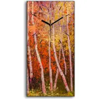 Coloray Leinwand Wanduhr Wandkunst Uhr 30x60 Malerei Landschaft bunte Herbst Bäume - schwarze Hände