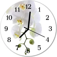 Tulup Glasuhr Wanduhr Küchenuhr Echt-Glas 30fi cm Orchidee weiß
