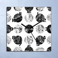 Coloray Wanduhr Echt-Glas-Küchenuhr Gemusterte Monde Quarz Lautlos 30x30 Deko Bilder