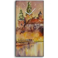 Coloray Wanduhr Uhr Wandbild Leinwand 30x60 Malerei Abstrakte Fluss Boot Gebäude - weiße Hände