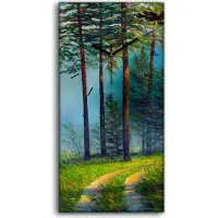 Coloray Dekor Leinwand Uhr Wandbilder Geräuschlos 30x60 Malerei Wald Bäume Natur - schwarze Hände