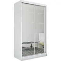 Masseno Schiebetürenschrank FIORELLA 150 cm Kleiderschrank Schlafzimmer Schrank 2-türig mit Spiegel Weiß